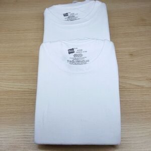 HANES Mens Shirt Small White 2-Pack Pullover Crew Tagless T-Shirt Undershirt Tee